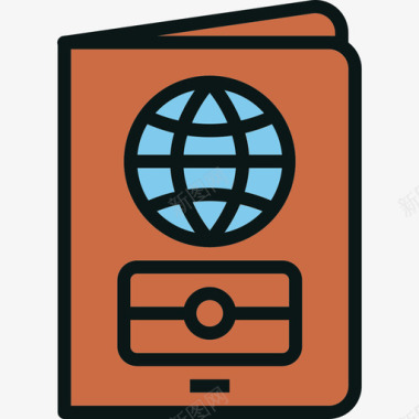 护照旅行交通4原色图标图标