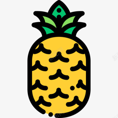 菠萝水果蔬菜9线形颜色图标图标