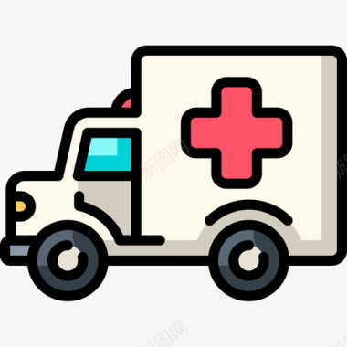 救护车运输90线性颜色图标图标