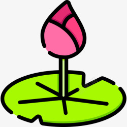 泰国莲花莲花泰国15线形颜色图标高清图片