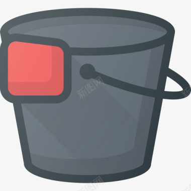 水桶清洁客房线性颜色图标图标