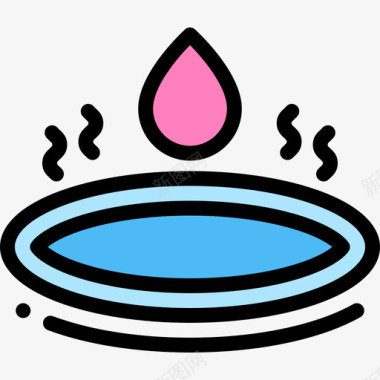 水水疗和桑拿线性颜色图标图标