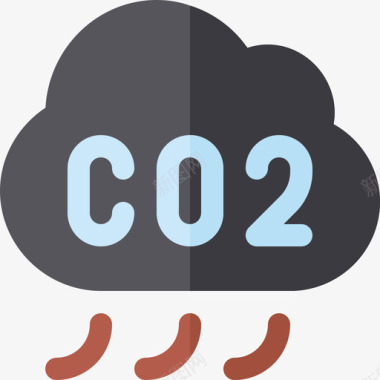 二氧化碳生态102平坦图标图标