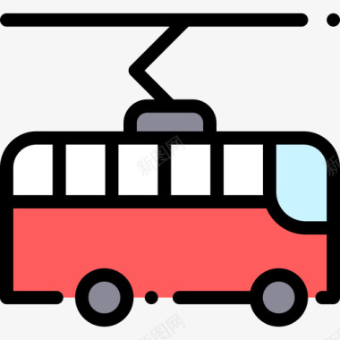 无轨电车公共交通7线性颜色图标图标