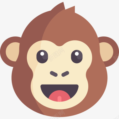 猴子动物和自然扁平图标图标