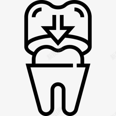 磨牙冠牙医7线形图标图标