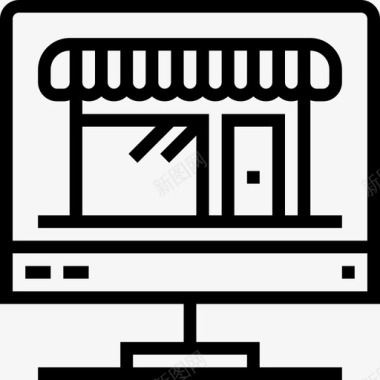 网上商店电子商务67线性图标图标
