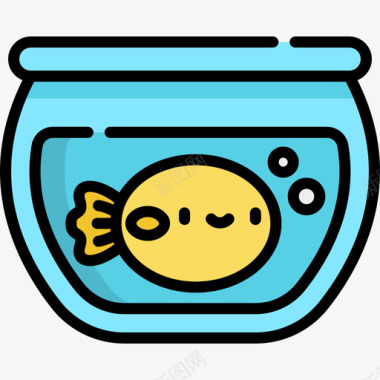 鱼缸居家生活8线性颜色图标图标