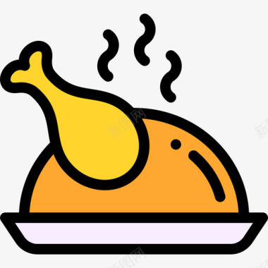 鸡肉烧烤19原色图标图标