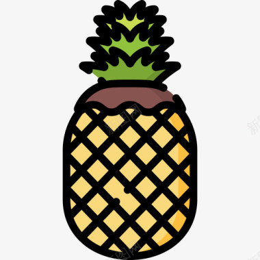 菠萝夏季派对11线性颜色图标图标