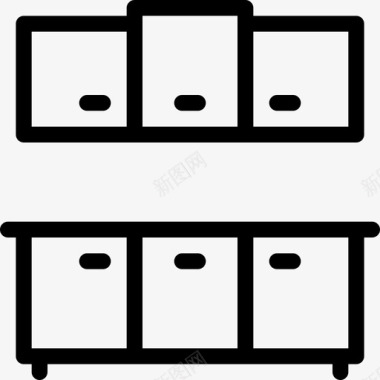 橱柜室内家具2线性图标图标