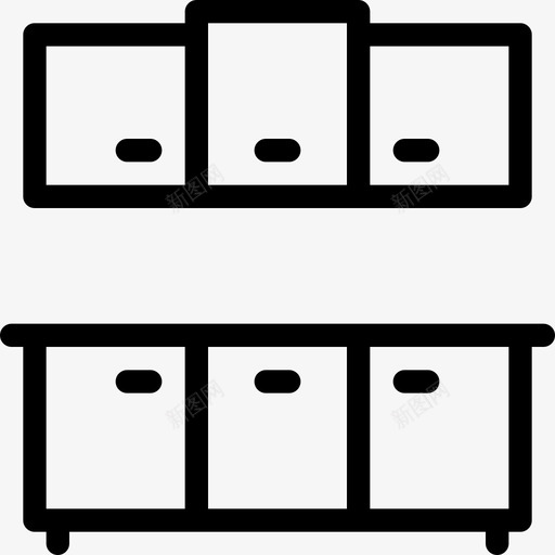 橱柜室内家具2线性图标svg_新图网 https://ixintu.com 室内家具2 橱柜 线性