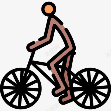 自行车活动10线条颜色图标图标