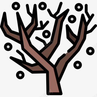 树冬季自然10线形颜色图标图标