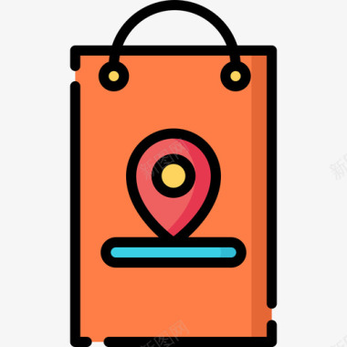 购物袋旅游应用程序12线性颜色图标图标