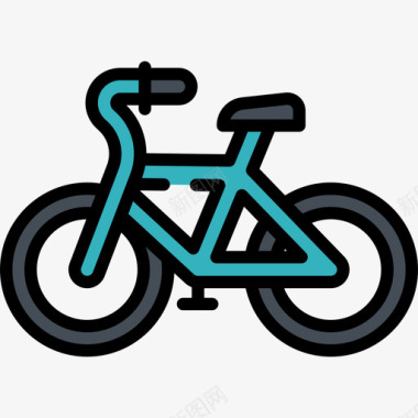 自行车旅行地点表情符号3线颜色图标图标