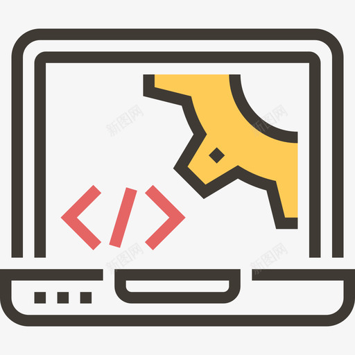 编码编程16黄色阴影图标svg_新图网 https://ixintu.com 编码 编程16 黄色阴影