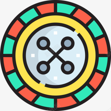 轮盘赌33号赌场线性颜色图标图标