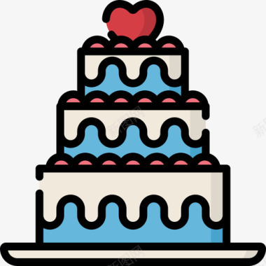 结婚蛋糕蛋糕店51线性颜色图标图标