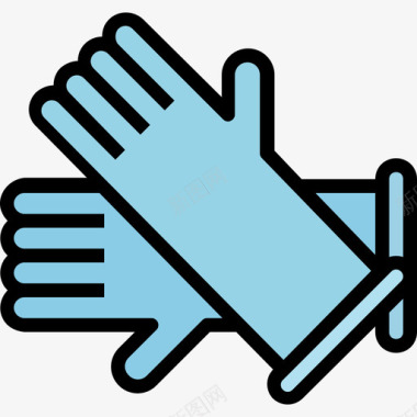 手套清洁和家务4线性颜色图标图标