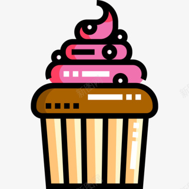 纸杯蛋糕甜点糖果6线性颜色图标图标