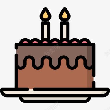生日蛋糕蛋糕店51线性颜色图标图标