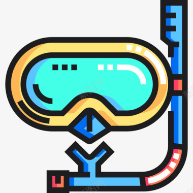 潜水面罩热带10线性颜色图标图标