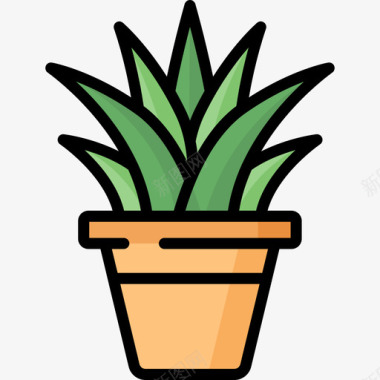 植物室内植物2线性颜色图标图标