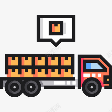 送货卡车43交货线性颜色图标图标