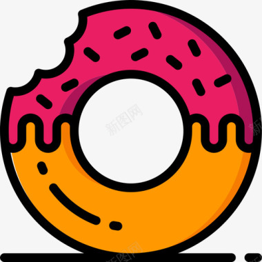 甜甜圈快餐38线性颜色图标图标