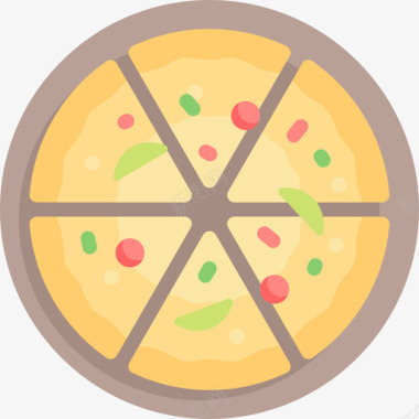 披萨纯素食品3道平的图标图标