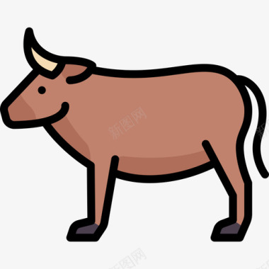 牛动物与自然2线性颜色图标图标