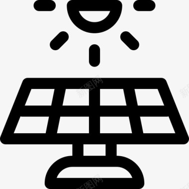 太阳能电池板温室3线性图标图标