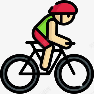 自行车运动型63线性颜色图标图标