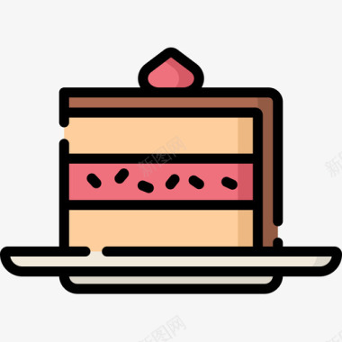 蛋糕蛋糕店51线性颜色图标图标