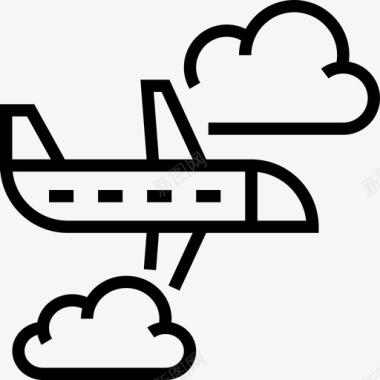 飞机旅游和旅游3直线图标图标