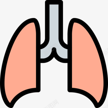 肺医疗保健4线性颜色图标图标