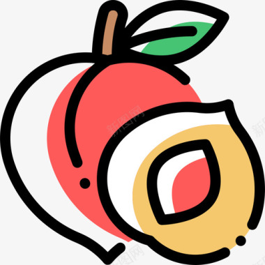 桃子水果和蔬菜12种颜色省略图标图标