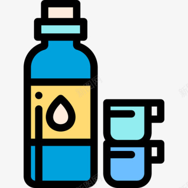 水瓶户外活动14线性颜色图标图标