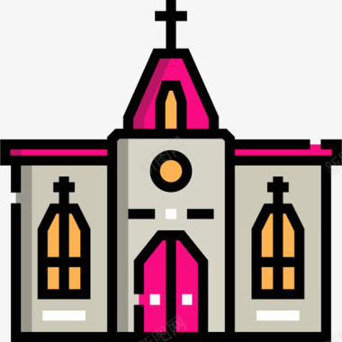 教堂城市元素34线性图标图标