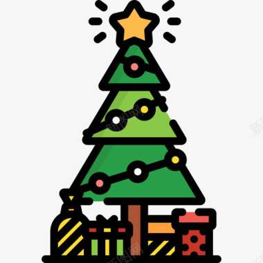 圣诞树圣诞106线形颜色图标图标