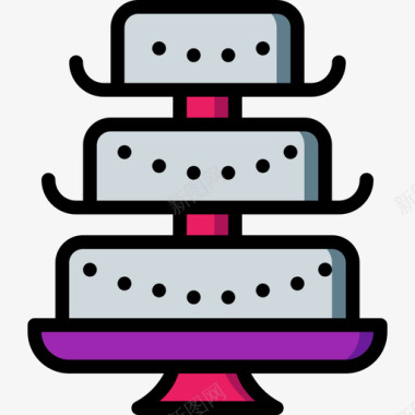 蛋糕婚礼101线性颜色图标图标