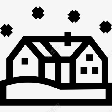 住宅冬季自然7线性图标图标