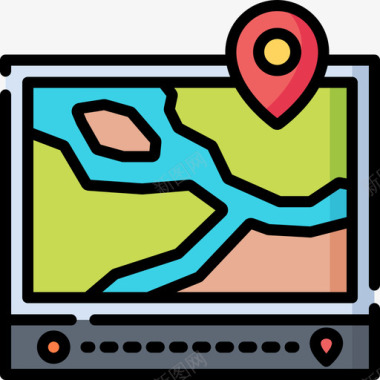 地图旅游应用程序12线颜色图标图标