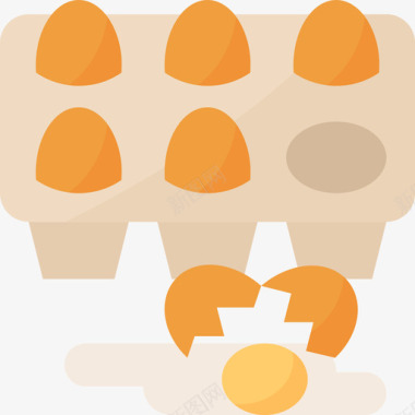 鸡蛋面包房45扁平图标图标