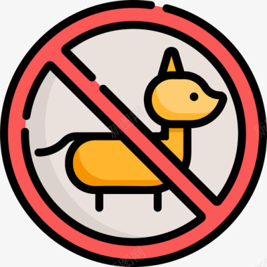 禁止宠物水上乐园7号线性颜色图标图标