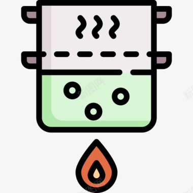 锅烹饪47线性颜色图标图标