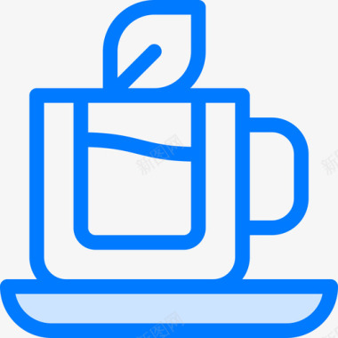 茶杯咖啡和茶蓝色图标图标