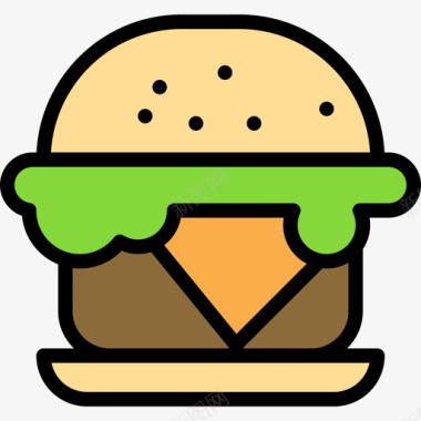 汉堡食物87原色图标图标