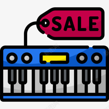 键盘音乐商店13线性颜色图标图标
